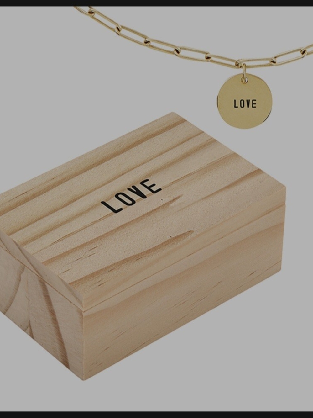 Link Chain Charm Necklace - LOVE